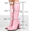 Chelsea Patent Leather Knee High Boots with Metal Tip on Toe