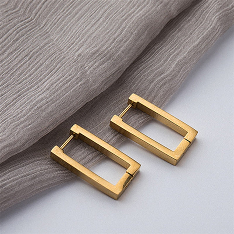 Rectangular Gold Earrings