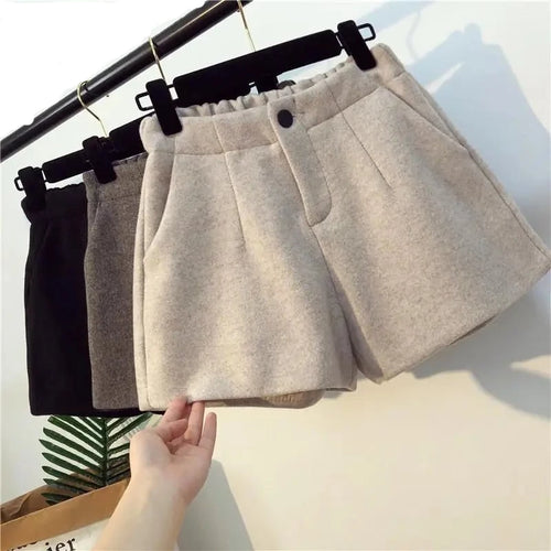 High Waist Winter Shorts with Pockets