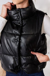 GOING FAST!!  Limited Stock!! Love Tree Faux Leather Snap and Zip Closure Vest Coat