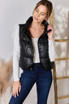 GOING FAST!!  Limited Stock!! Love Tree Faux Leather Snap and Zip Closure Vest Coat