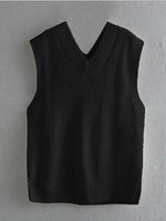 Ribbed V-Neck Sleeveless Sweater Vest