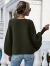 Horizontal Ribbing Dolman Sleeve Sweater