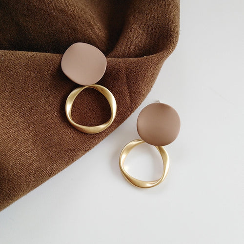 Matte Gold Drop Loop Earrings