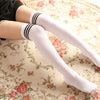 Cute Thigh High Opaque Stockings with Retro Stripes at the Top