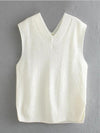 Ribbed V-Neck Sleeveless Sweater Vest