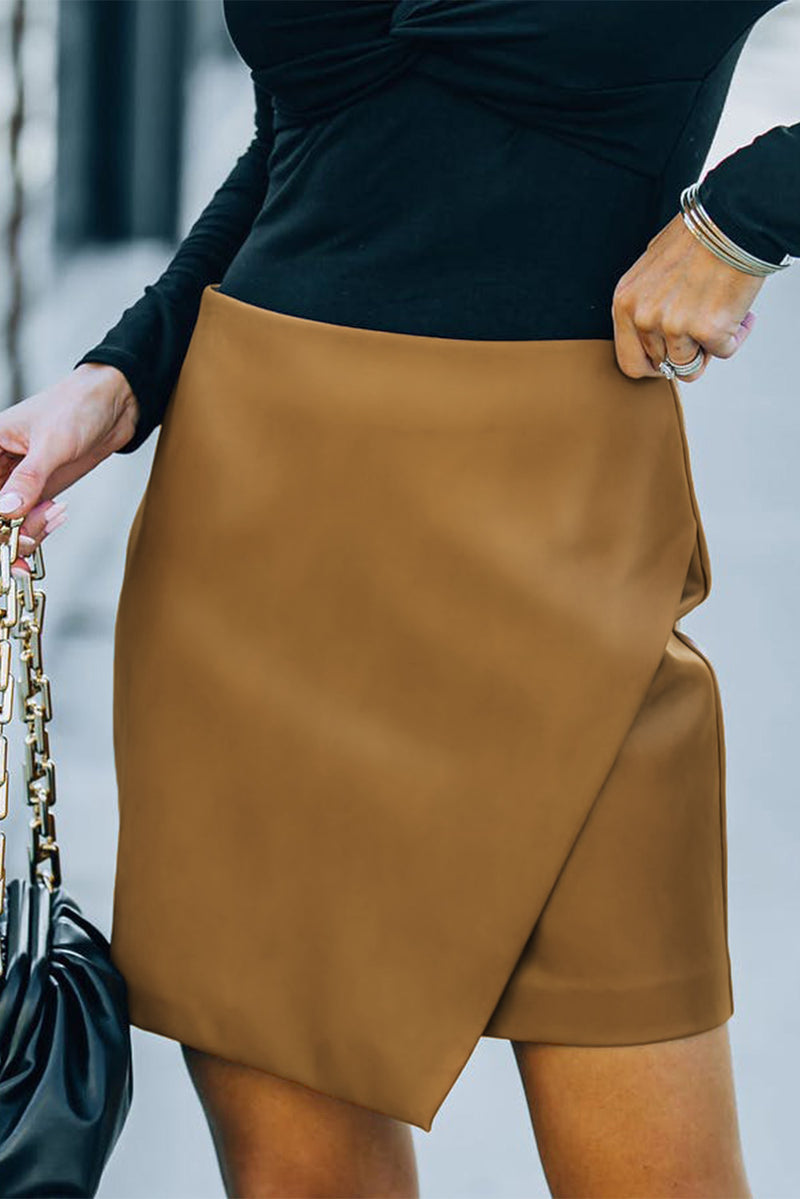 Asymmetrical Vegan Leather Mini Skirt