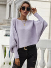 Horizontal Ribbing Dolman Sleeve Sweater