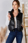 GOING FAST!!  Limited Stock!! Love Tree Faux Leather Snap and Zip Closure Vest Coat